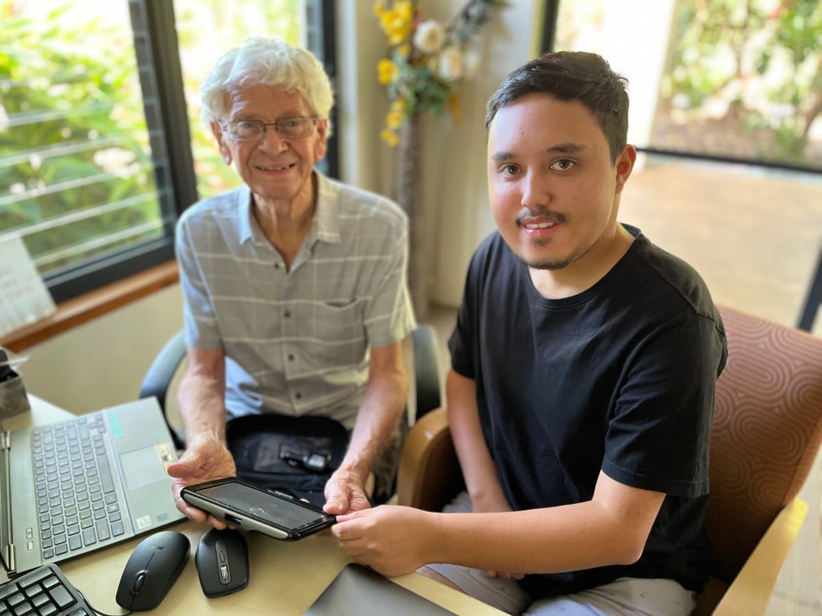 Nathan Helping Brian with Tech